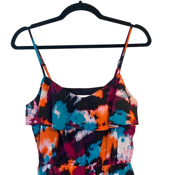 Loft Spaghetti Strap Ruffle Detail Multicolor Maxi Dress Petite Women’s Size 6 - Picture 2 of 11